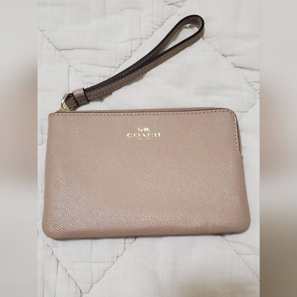 Coach Beige Leather Wristlet